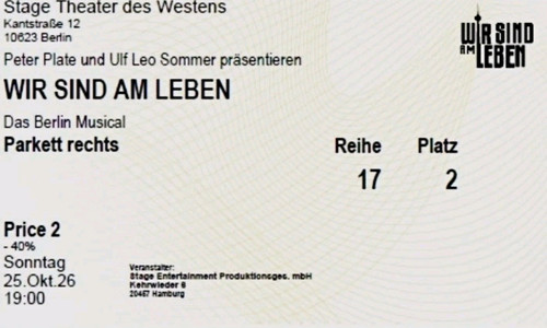 Tickets wir sind - sind, am